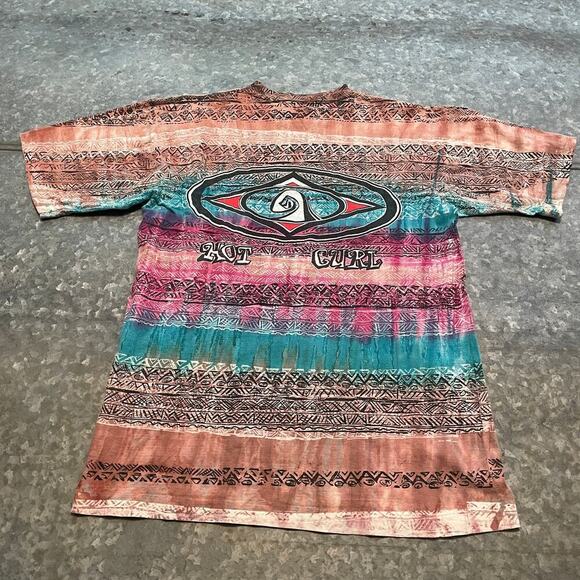 Vintage Hot Curl Surf All Over Print Single Stitch Tee Shirt Mens Medium 90s AOP - Picture 6 of 9